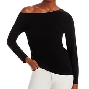 norma kamali blouse off shoulder deep dark navy blue L/40 MSRP $110